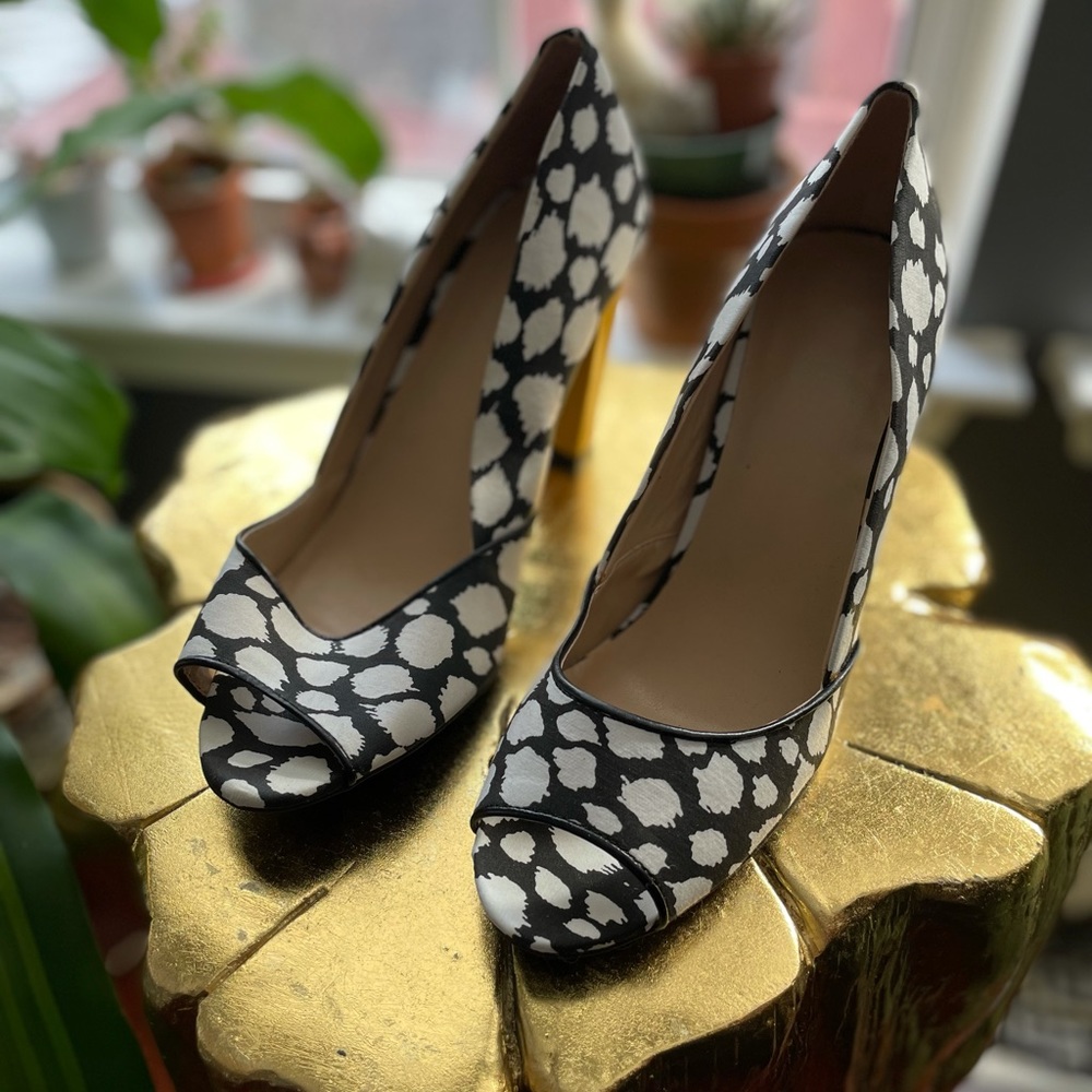 Polka Dot Color Block Open toe Heels
